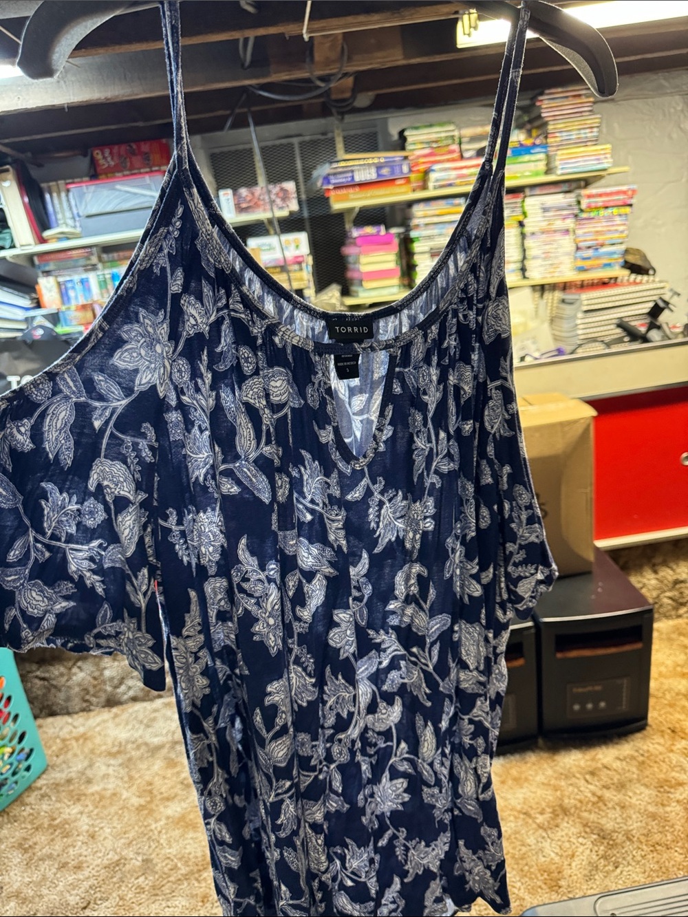 Torrid Navy Floral Cold-Shoulder Top